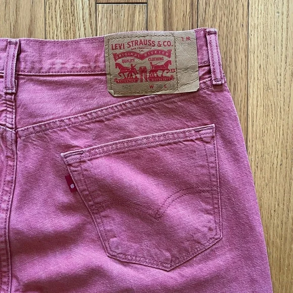 Levi’s 501 White Oak Cone Denim Jeans Red Light Wash Button Fly Classic Colorful - Picture 3 of 14